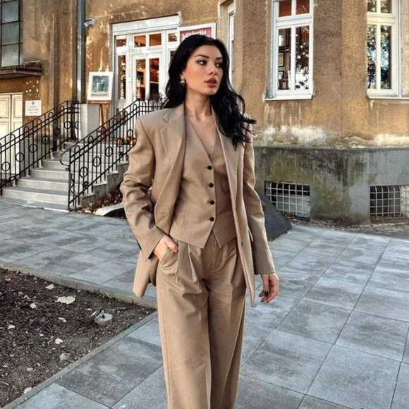 Tailored Blazer Camel Military Blazer ZARA NEW WOMAN OVERSIZED